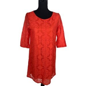 Everly Red Orange Lace Shift Dress NWT Small